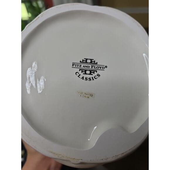 Fitz & Floyd Basket Weave Cookie Jar / Canister - Apple Pear Grape Peach 11 X 9 - Picture 14 of 16